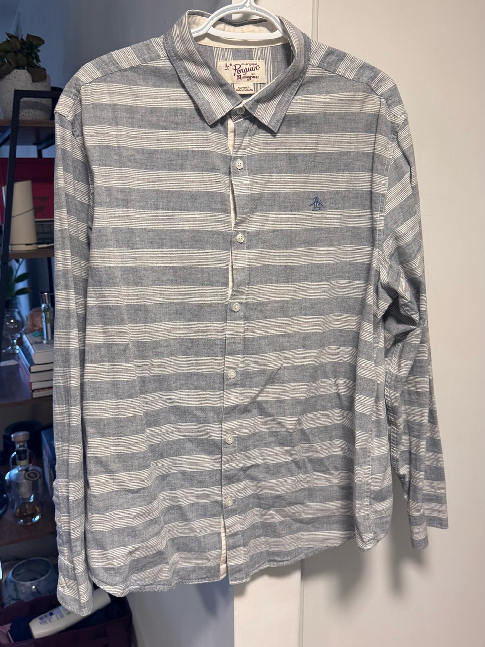 Original Penguin Men's Blue Striped Button-Up Shirt